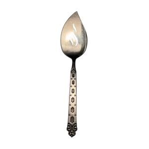 Oneida Northland Stainless Japan Pierced Serving Spoon MCM Black Handle Vintage